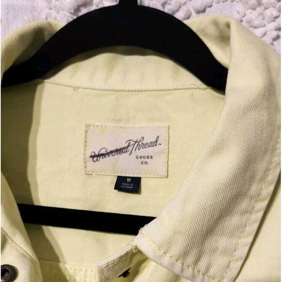 Universal Thread Neon Yellow Denim Jacket Womens M Utility Mid Length Tie Dye‎ - Picture 3 of 11